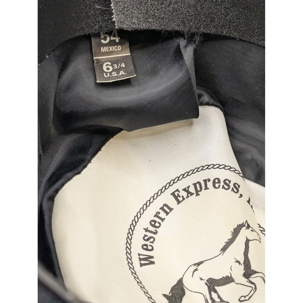 Western Express Black Wool Felt Gambler Western Cowboy Hat Size 6 3/4 Unisex